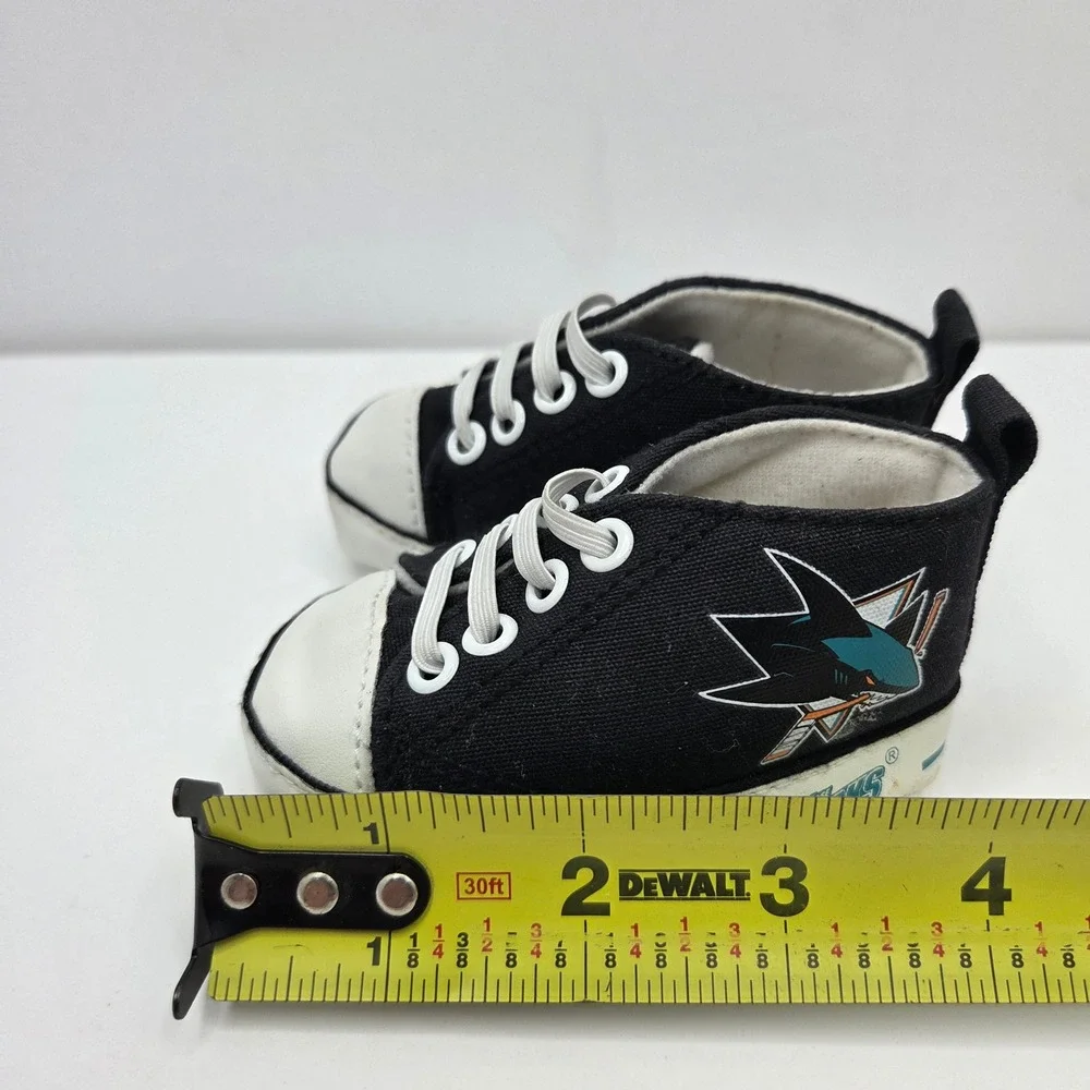 San Jose Sharks Infant Crib Shoes Soft Sole Canvas Sneakers 4 Inch Black NHL